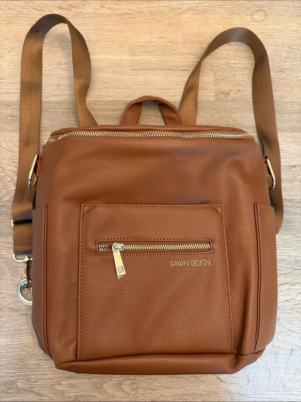 Fawn Design Cognac Leather Mini Backpack